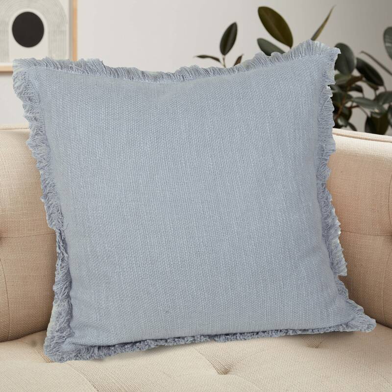 Hidalgo Solid Fringed Throw Pillow by Sevita