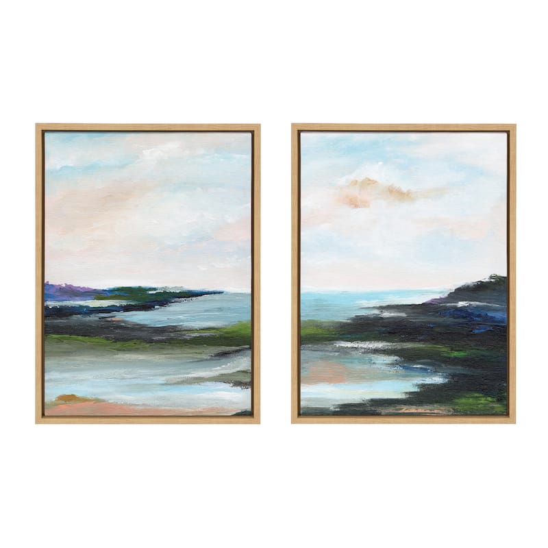 Kate and Laurel Sylvie Lake Huron Framed Canvas by Nikita Jariwala