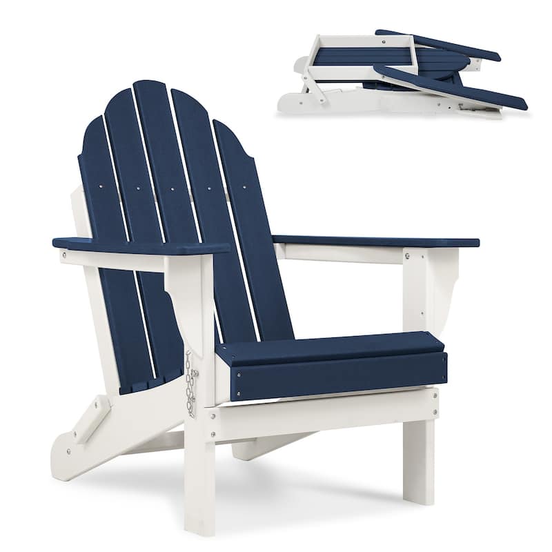 Aoodor HDPE Folding Adirondack Chair - 21.6"W x 32.3"D x 37"H - Blue