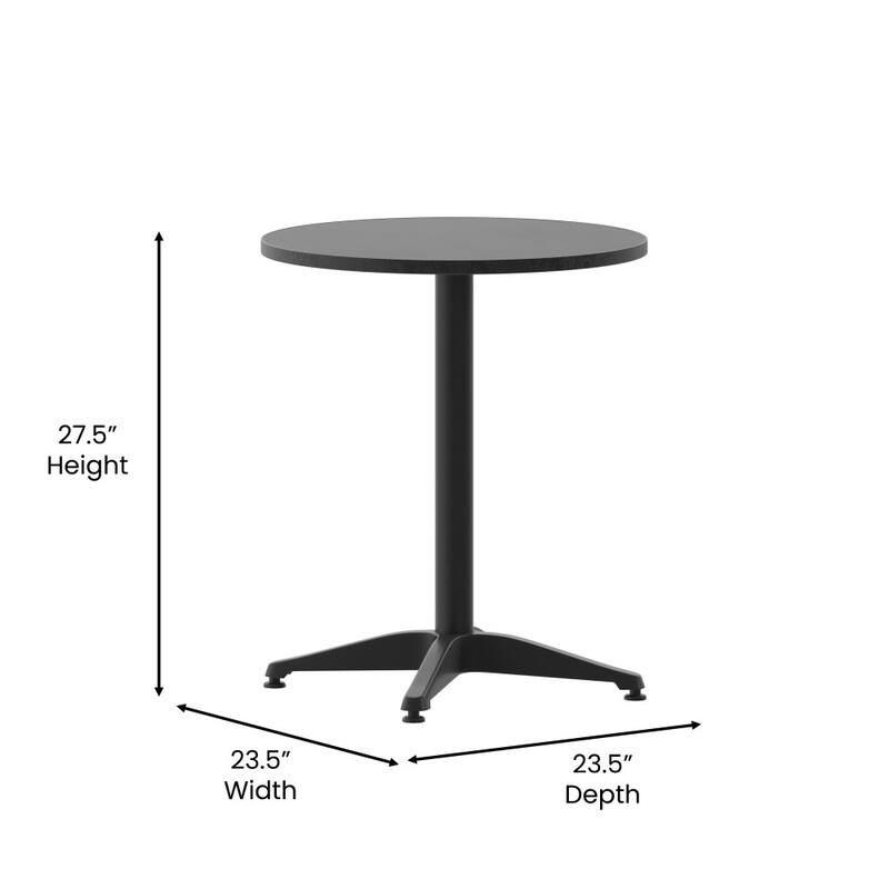 23.5" Round Aluminum Indoor-Outdoor Table Set with 2 Slat Back Chairs