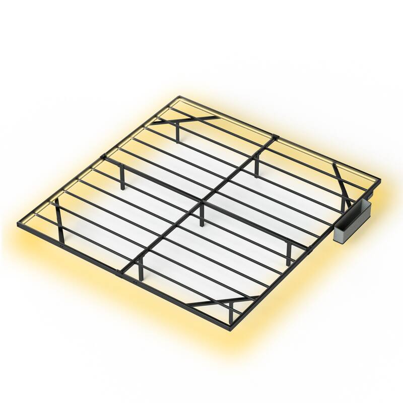 Floating Metal Platform Bed with LED & Charging Station