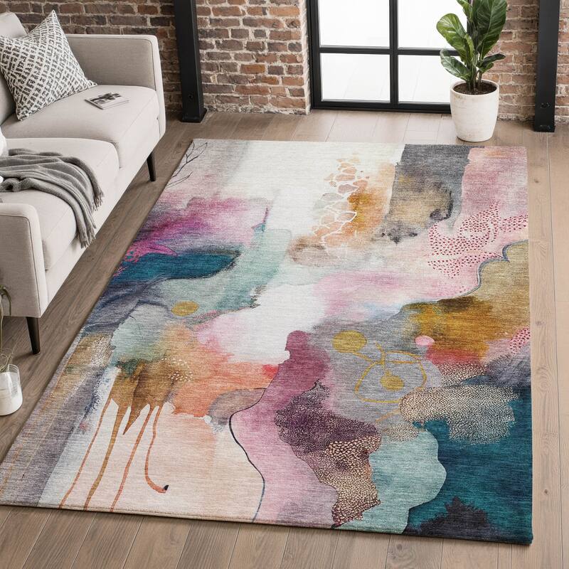 Premium Washable Super Soft Abstract Contemporary Mayfield Rug - Blush - 8' x 10'