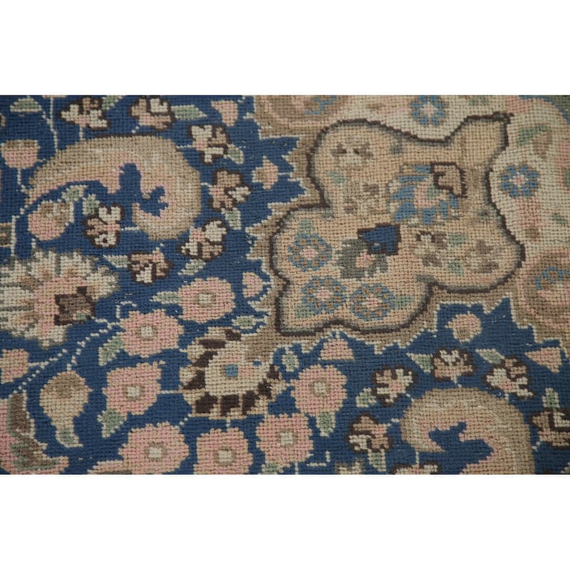 Traditional Mashad Persian Vintage Area Rug Handmade Wool Carpet - 9'5" x 12'5"