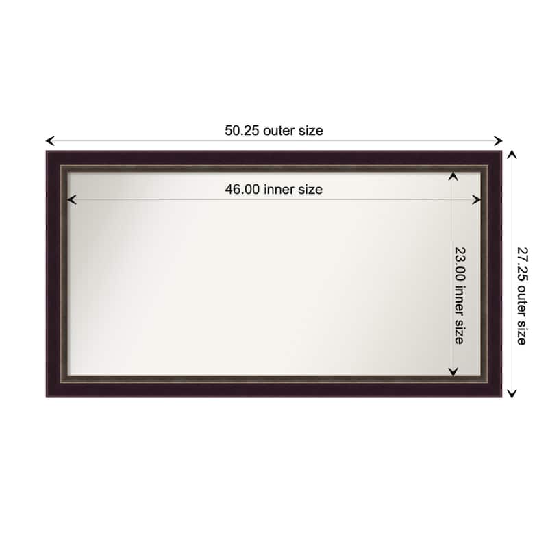 Signore Bronze Framed Non-Beveled Custom Wall Mirror, Bathroom Vanity Mirror - Outer Size: 50.25 x 27.25