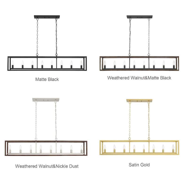Modern Farmhouse 8-light 48In Rectangle Linear Chandelier for Dining Room with UL Certified