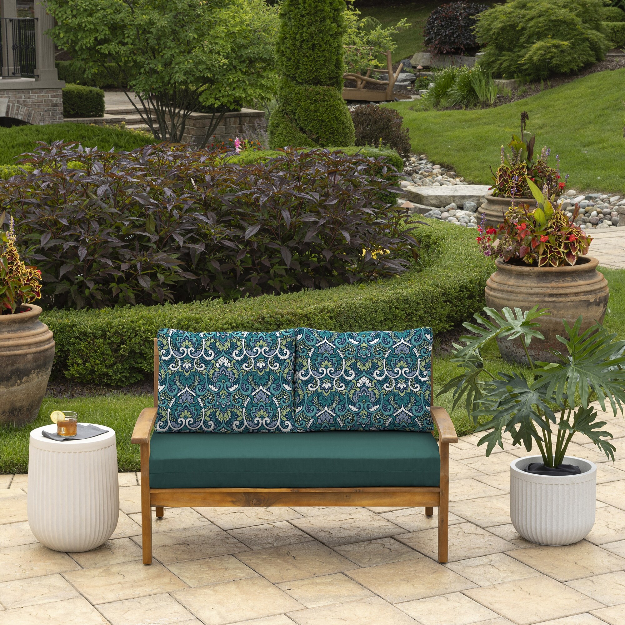 Arden Selections Outdoor Loveseat Cushion Set 48 x 24