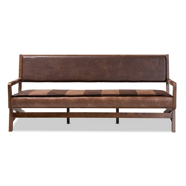 Shop Lancashire Brown Faux Leather Walnut Finished Wood Sofa