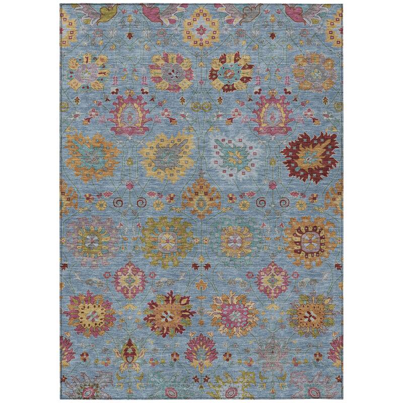 Machine Washable Indoor/ Outdoor Traditional Kashan Chantille Rug