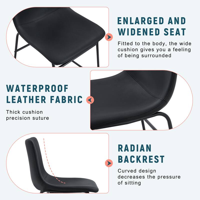 Retro Bar Chairs Set of 4, Modern Faux Leather High Bar Stools with Back and Metal Leg, Bar Chairs for Kitchen Island
