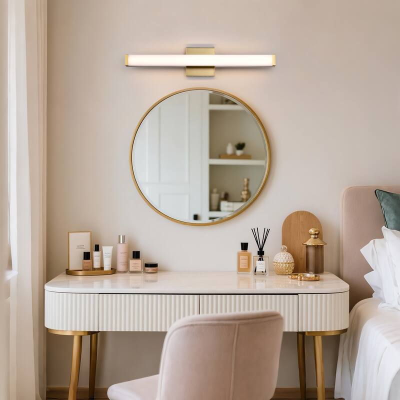 Modern Integrated LED Vanity Light Bar - 6 Variants (24in/30in, Matte Black/Brushed Nickel/Gold), 3000K, Damp Rated for Bathroom