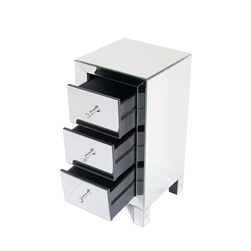 Mirror Face Sliver 3-Drawer Nightstand