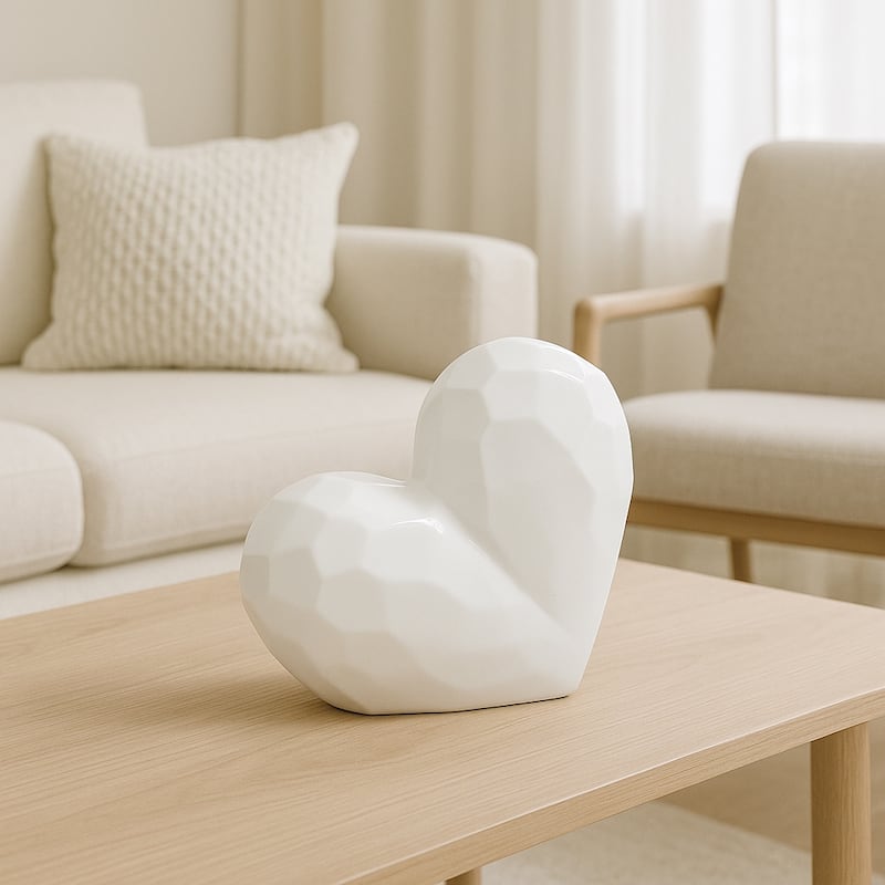 Modern Stone Ceramic Geometric Heart Sculpture