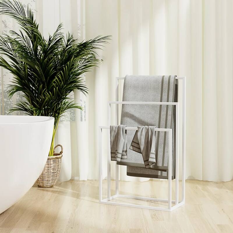 vidaXL Towel Rack Freestanding 2 Tier Towel Holder Stand for Bathroom Iron