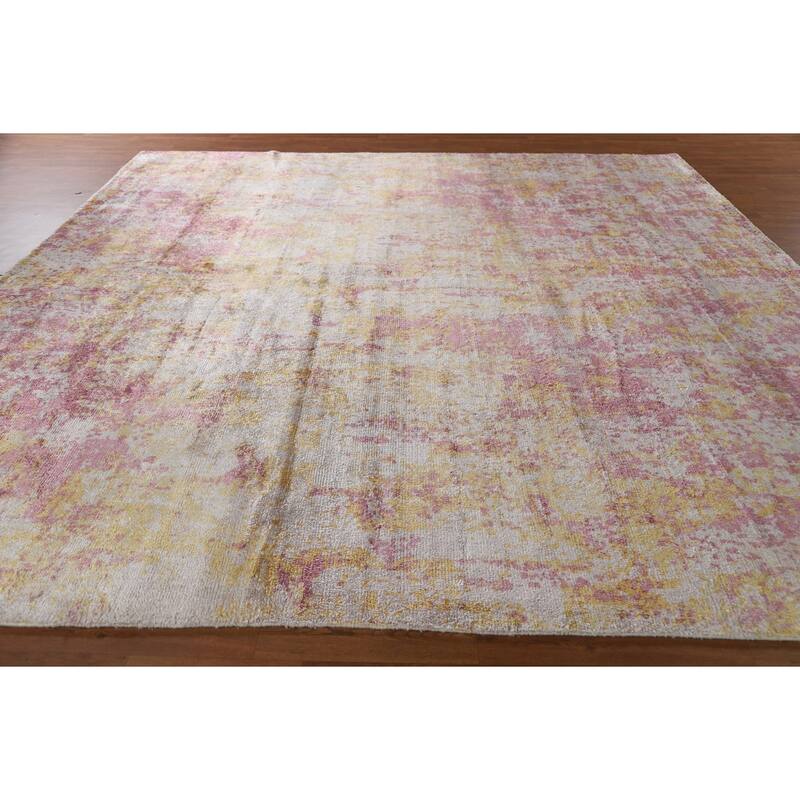 Hand Knotted Oriental 100% Wool Carpet Modern All-Over Multi-Colored Abstract Area Rug - 10' 11'' X 10' 11''