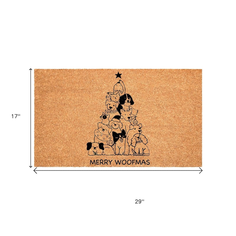HomeRoots 17" X 29" Brown And Black Christmas Outdoor Coir Door Mat - 17.00' X '29.00