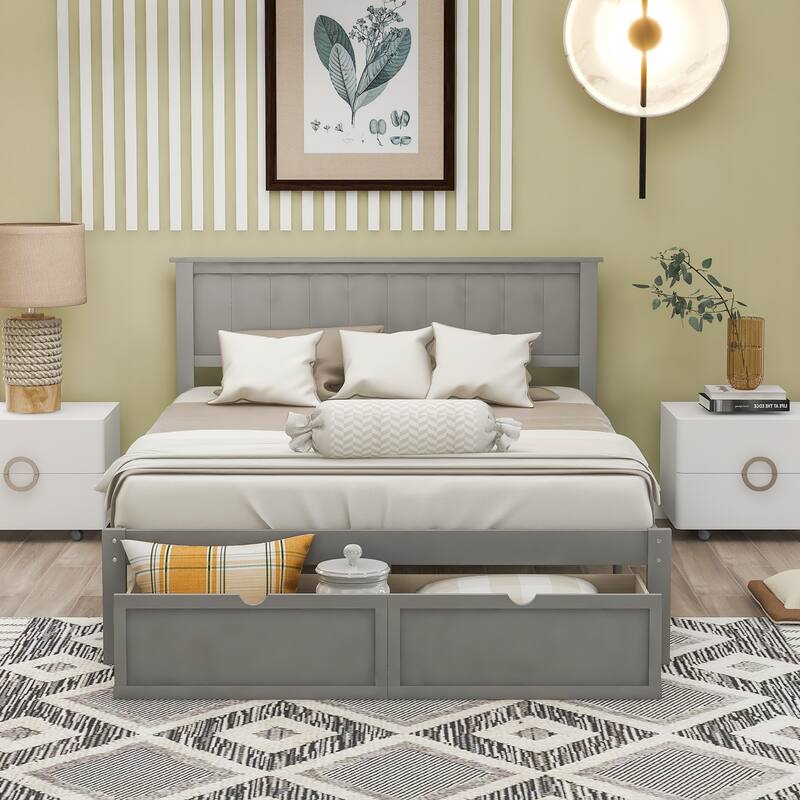 Platform Bed with Under-Bed Drawers