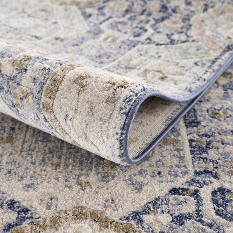 Hauteloom Bluffs Living Room, Bedroom Area Rug - Beige, Denim, Gray - 2' x 2'11"
