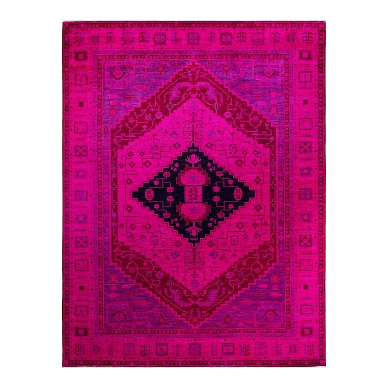 Overdyed, One-of-a-Kind Hand-Knotted Area Rug - Pink - 8' 10" x 12' 3"