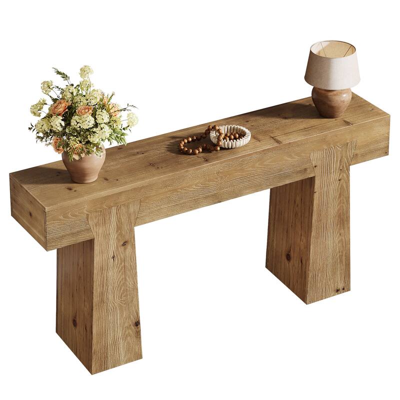 Solid Wood Entryway Table, 63-Inch Farmhouse Console Table