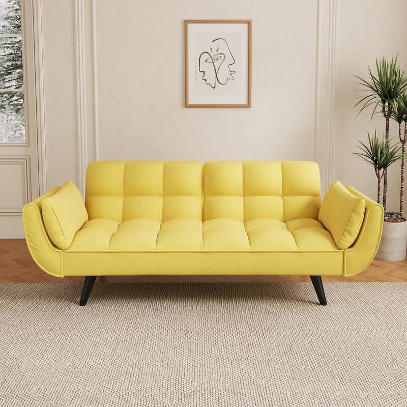 Adjustable square double sofa bed - Yellow