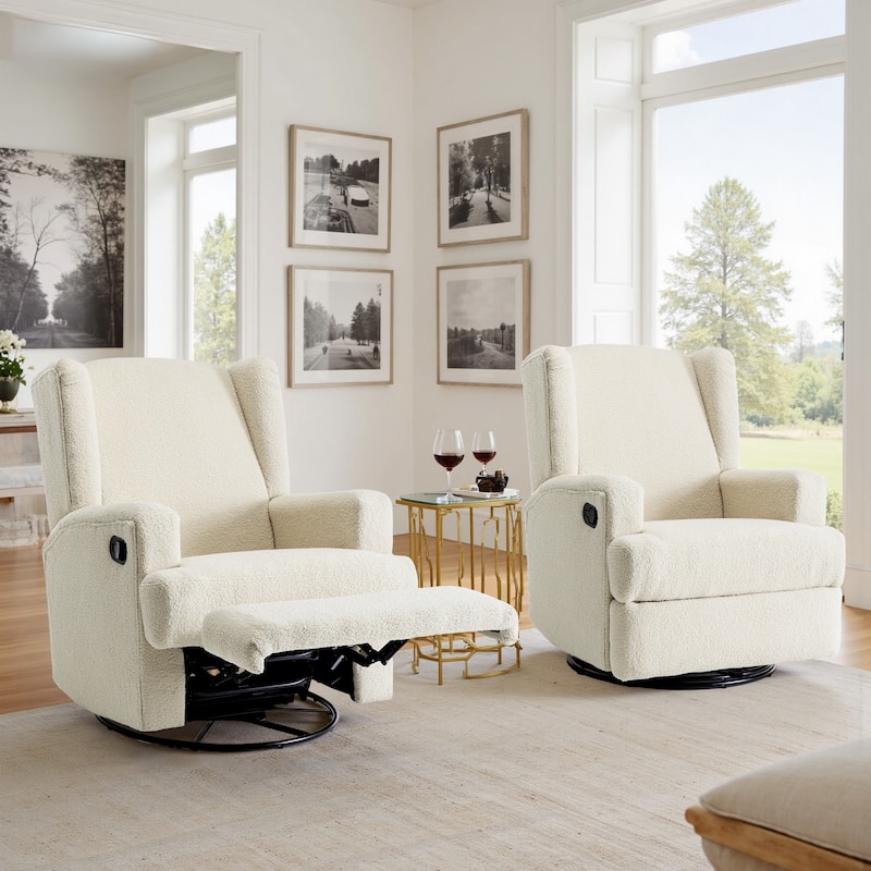 Swivel Glider Rocker Nursery Recliner Chair set of 2 - CREAM