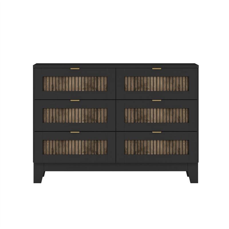 4-Pieces Bedroom Sets, Full/Queen Size Platform Bed with Wooden Strip Decoration, 2 Storage Nightstands and Dresser