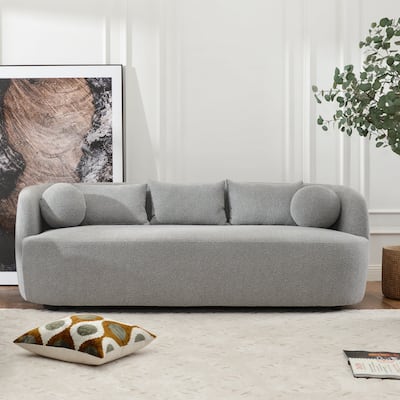 KINWELL 3-Seater Sherpa Boucle Upholstered Sofa Couch for Living Room Lounge, 85" W