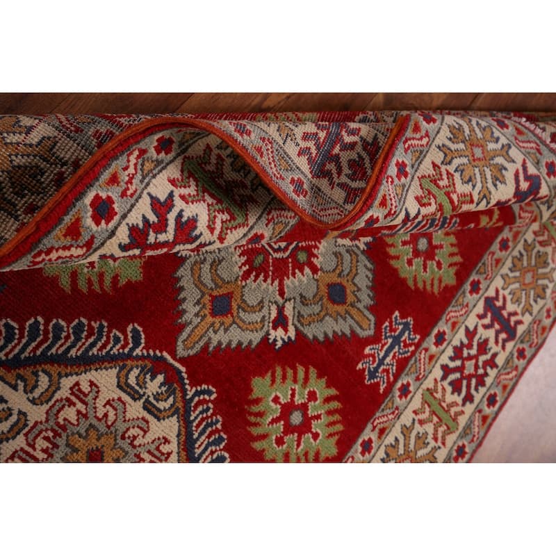 Red Kazak Oriental Accent Rug Handmade Traditional Wool Carpet - 3'2" x 4'10"