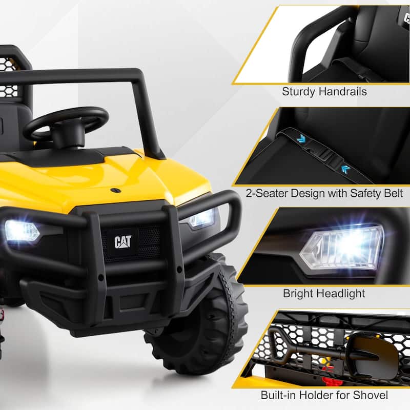 Costway 24V Ride On Dump Truck with Remote Control, Dump Bed, Shovel, - Yellow + Black - See Details