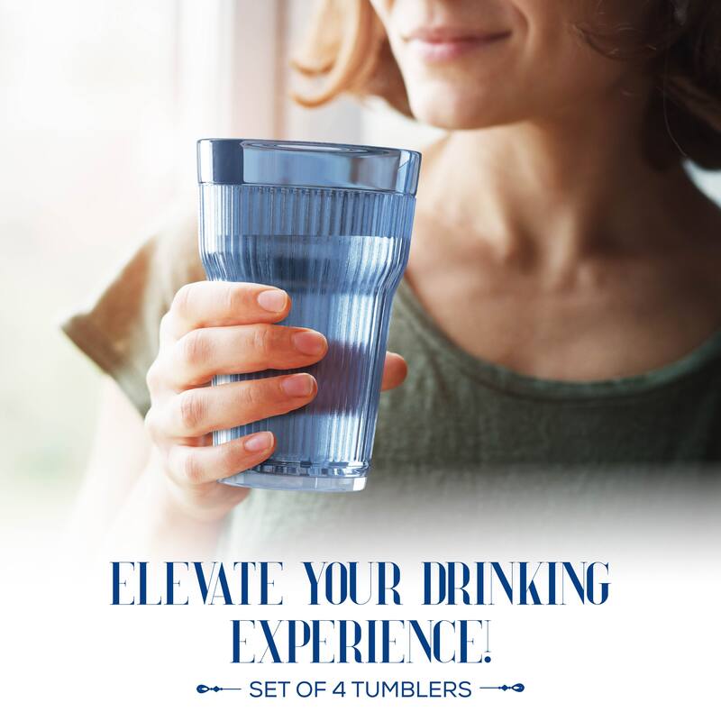 Elle Decor Acrylic Ribbed Water Tumblers Set of 4 - 14 oz.