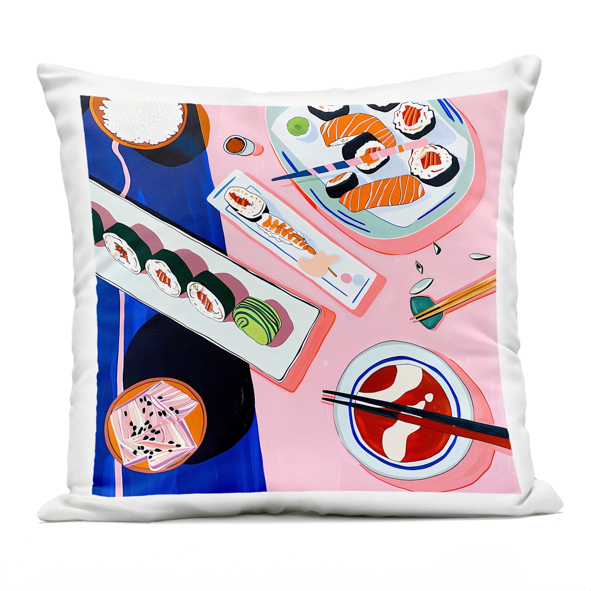 Stupell Vibrant Sushi Me Platter Printed Outdoor Throw Pillow Design by Walker Noble