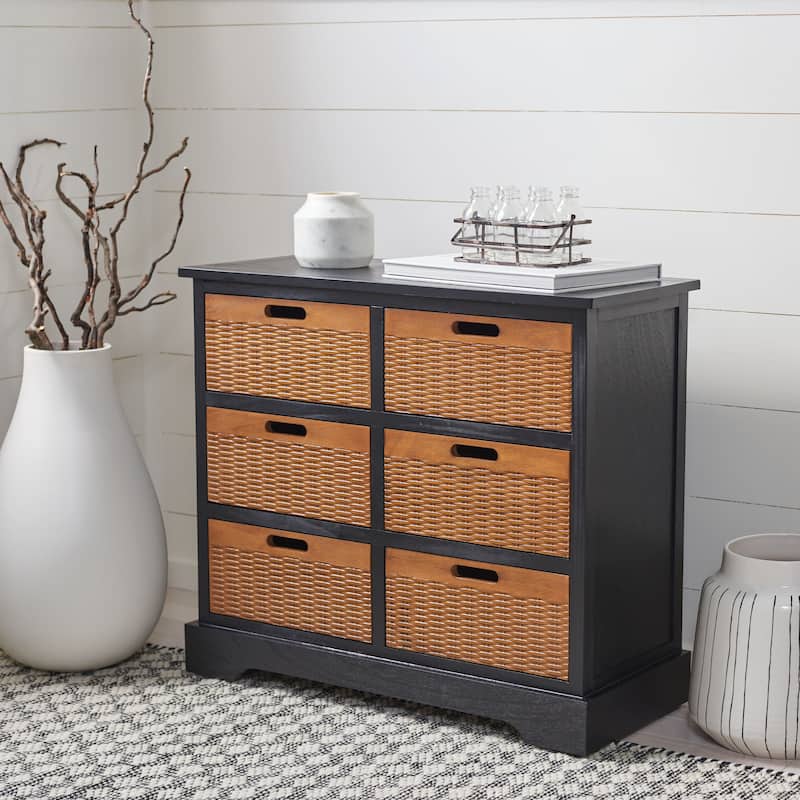 SAFAVIEH Mirijela Farmhouse 6-Drawer Storage Chest - 30" W x 12.5" L x 26" H - 30Wx13Dx26H