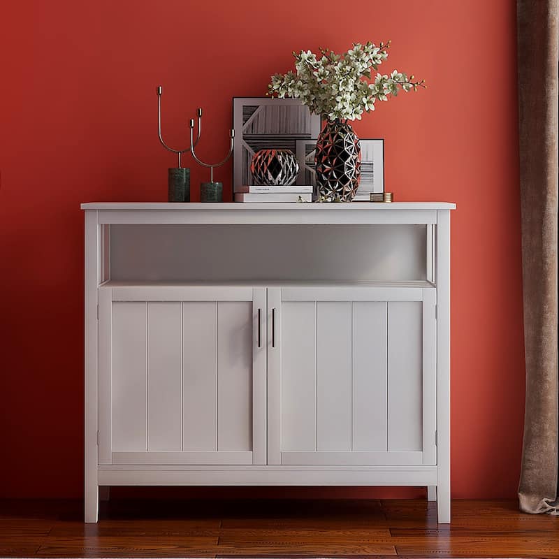 Kitchen storage sideboard and buffet server cabinet-White