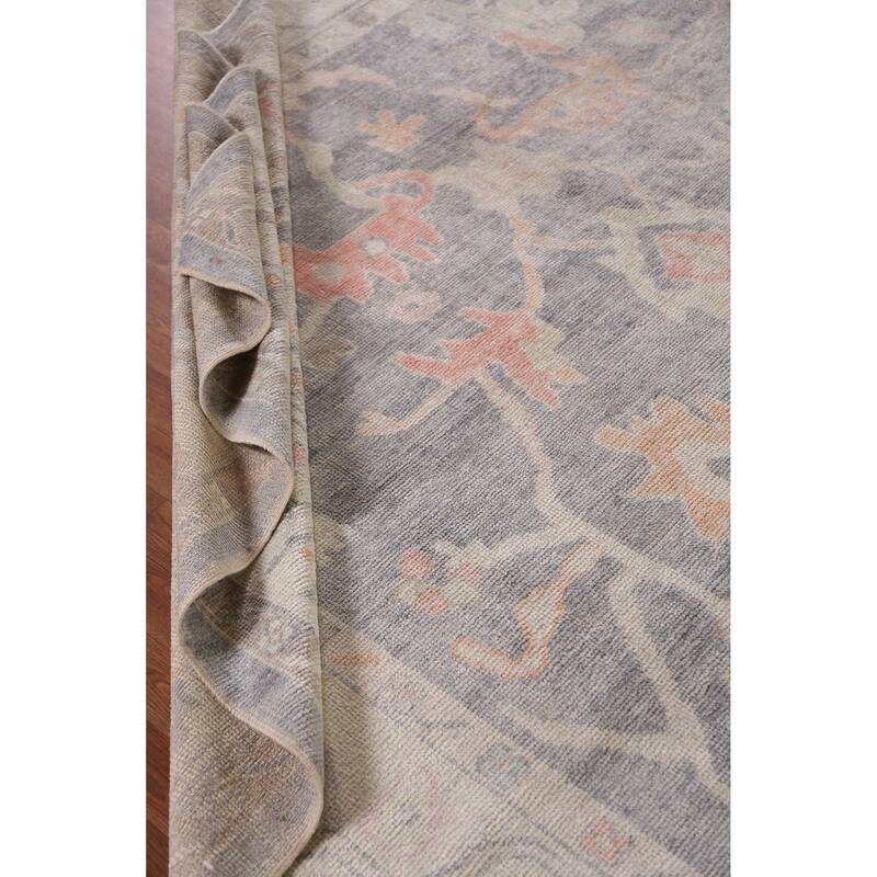Hand Knotted Oriental 100% Wool Carpet Transitional All-Over Greys & Charcoal Oushak Area Rug - 11' 11'' X 9' 2''