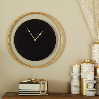 Black Metal Decorative Wall Clock with Gold Accents - Bed Bath & Beyond ...