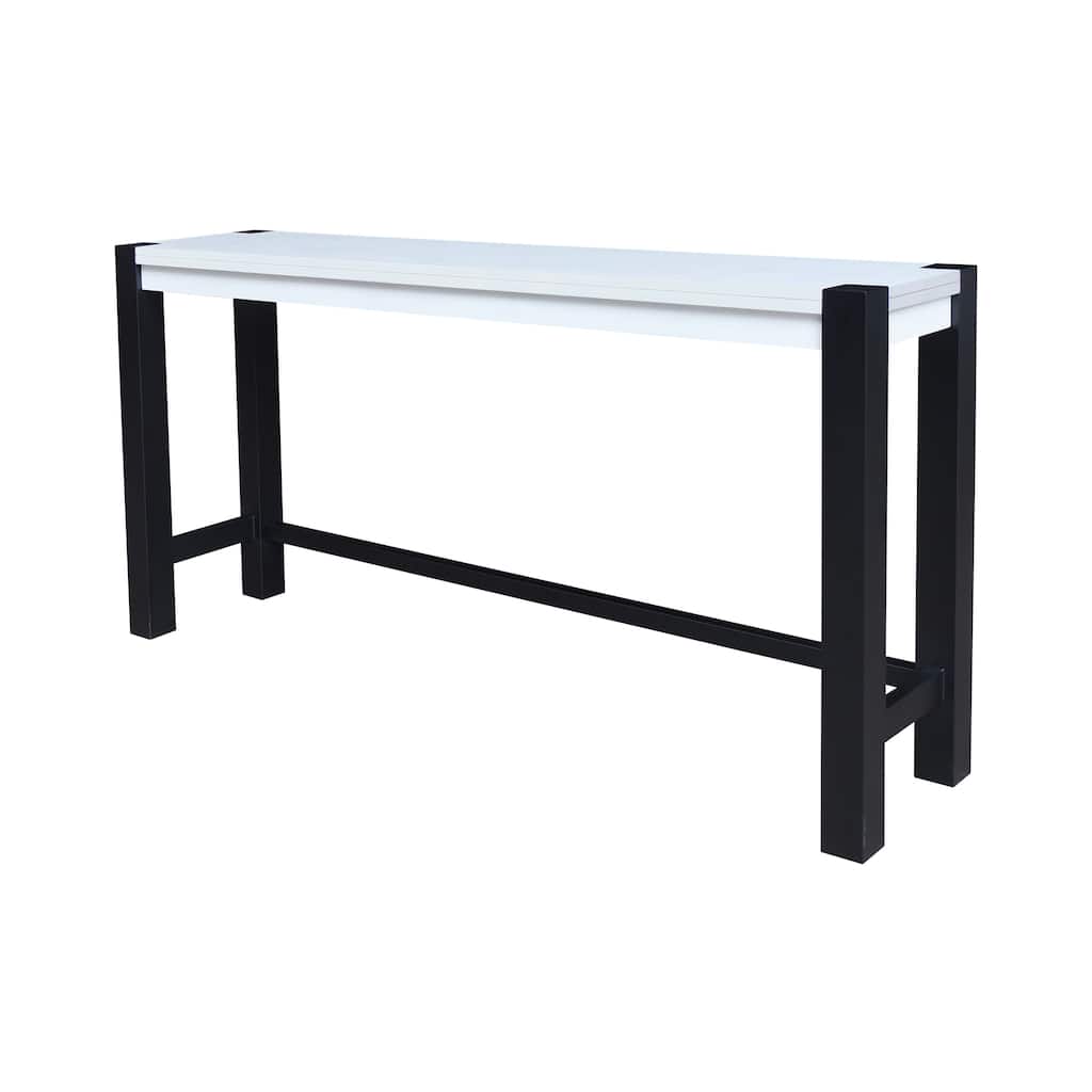 Solid Wood Tall Accent Table with Iron Legs