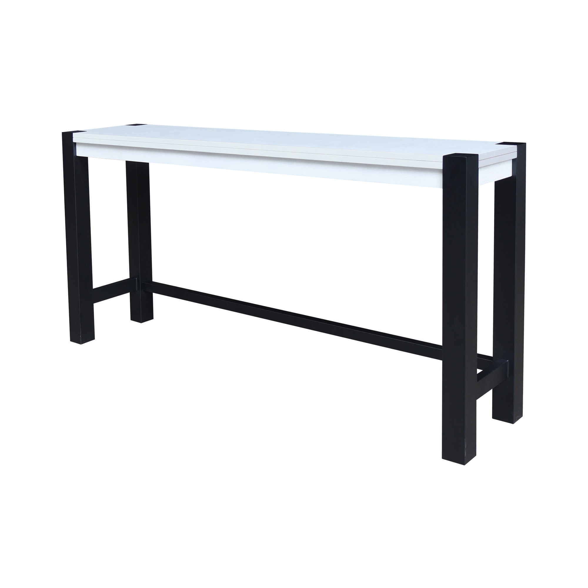 Solid Wood Tall Accent Table with Iron Legs