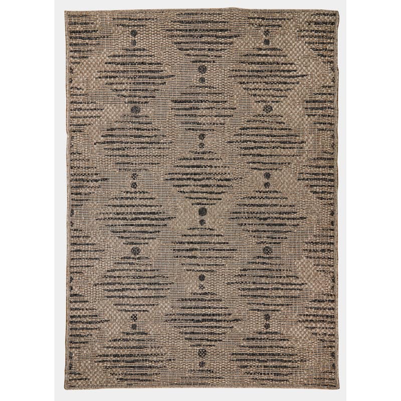 Terra by Obeetee Sol Static Diamond Natural Rug - Natural/Criss Cross - 2' x 3'