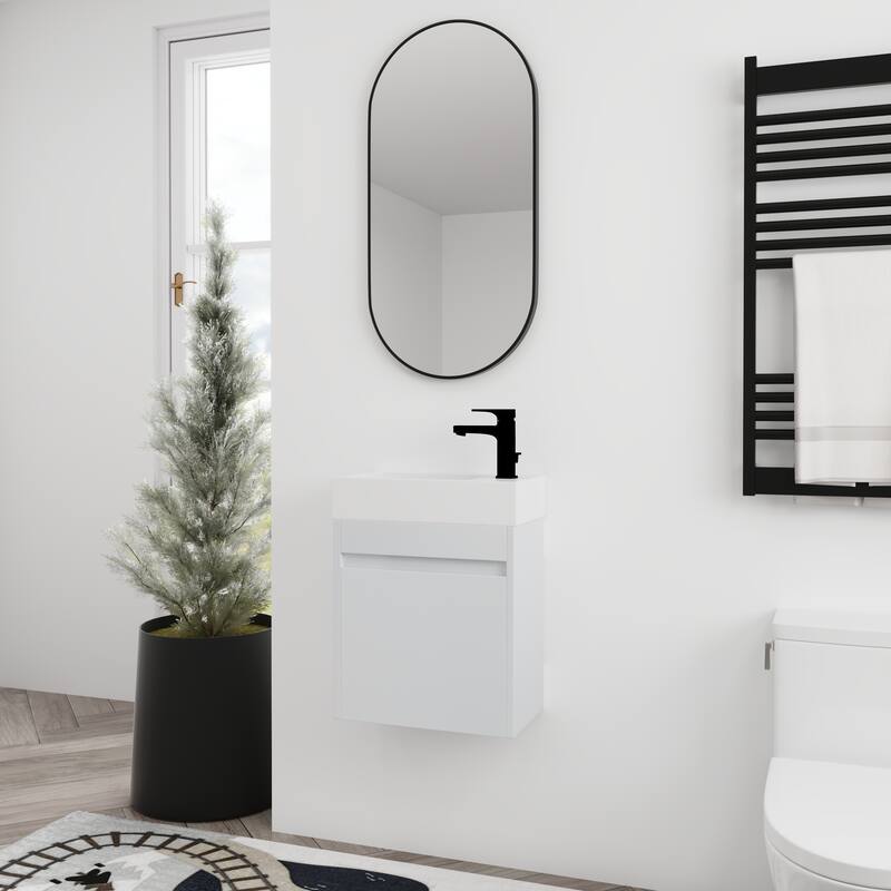 BNK 16/18 Inch Single Sink Bathroom Vanity with Soft Close Door