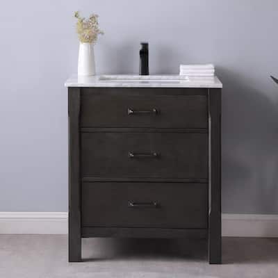 Altair Maribella Single Bathroom Vanity Set and Carrara White Countertop without Mirror