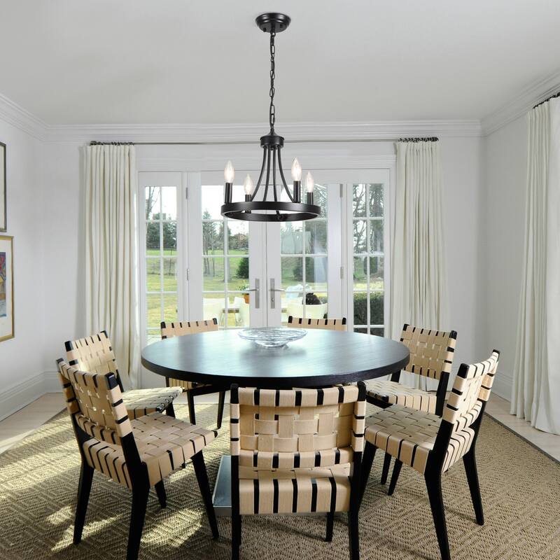 4 - Light Wagon Wheel Chandelier for Living Room Dining Room Kitchen - N/A