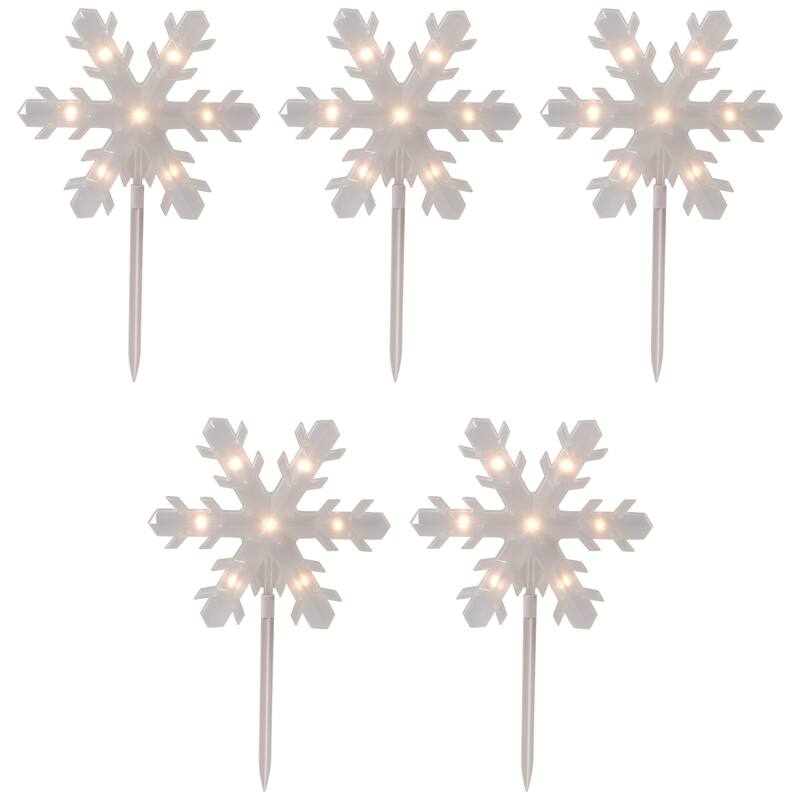 Lighted Snowflake Christmas Pathway Markers - 14.25" - 5ct - Clear