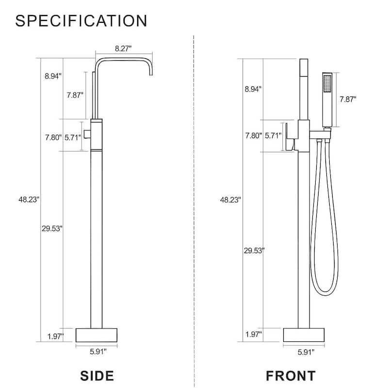 Eridanus Freestanding Bathtub Tap Floor Mounted Shower System Waterfall Spout Filler