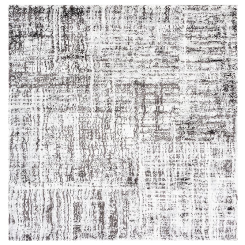 SAFAVIEH Berber Shag Penina Rug - 8' Square - Grey/Dark Grey