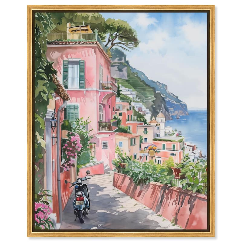 Lush Coastal Villa Canvas by Art Remedy - 20" x 24" - Gold