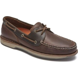 Shop Rockport Men's Perth Boat Shoe Beeswax/Dark Brown Leather - Free ...