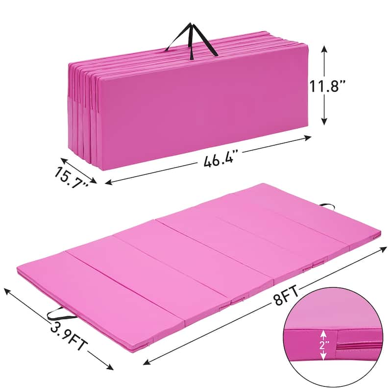 Ainfox Gymnastics Mat 4'x8'x2'' Exercise Mat Gym Mat for Home Aerobics Workout Foldable Tumbling Mat - 8×4ft