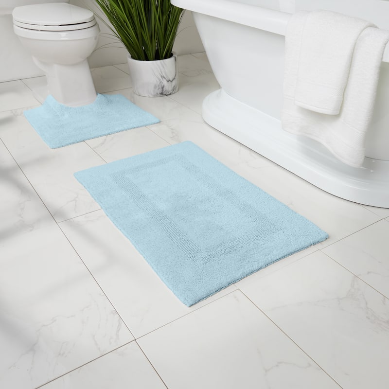 Fabstyles Soft & Absorbent Reversible Cotton Bath Rug Set of 2