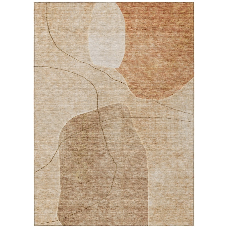 Machine Washable Indoor/ Outdoor Chantille Abstract Contemporary Rug