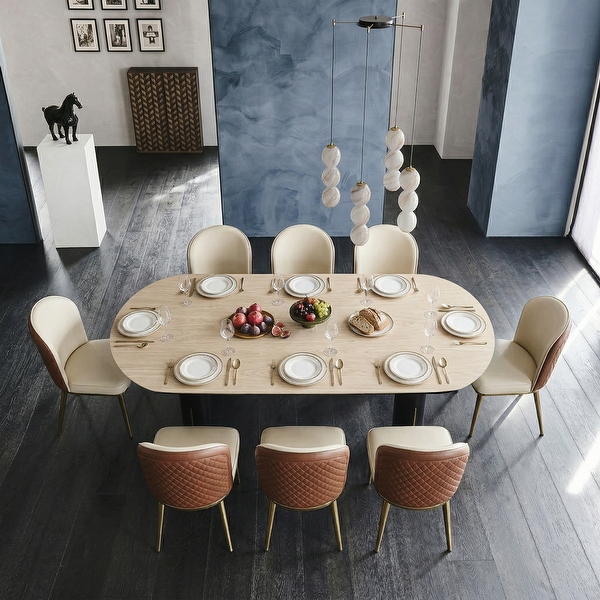 Modern 6/8-Person Oval Dining Table with Sintered Stone Top